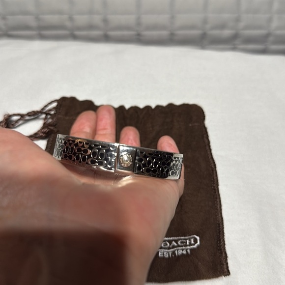 Coach Wide Silver Tone Bangle Bracelet - Picture 2 of 5